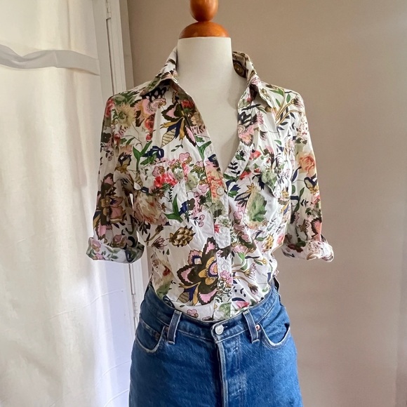 Eden & Olivia 100% Cotton Floral Button Down Shirt - Picture 1 of 3